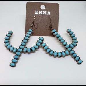 Faux Turquoise Cactus Boho Dangle Earrings